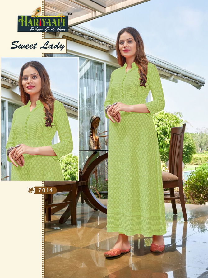 Sweet Lady Heavy Fancy Party Wear Rayon Long Kurti Collection